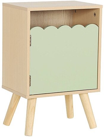Table de chevet enfant décor bois 1 porte Azur