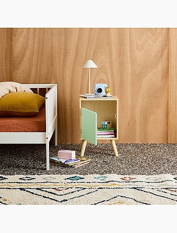 Table de chevet enfant décor bois 1 porte Azur