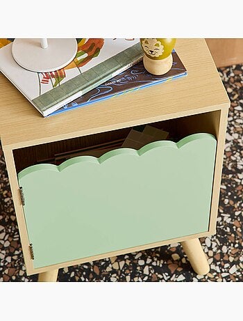 Table de chevet enfant décor bois 1 porte Azur
