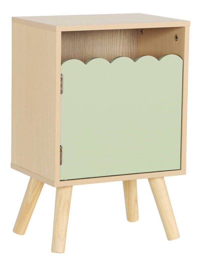 Table de chevet enfant décor bois 1 porte Azur Vert - Kiabi
