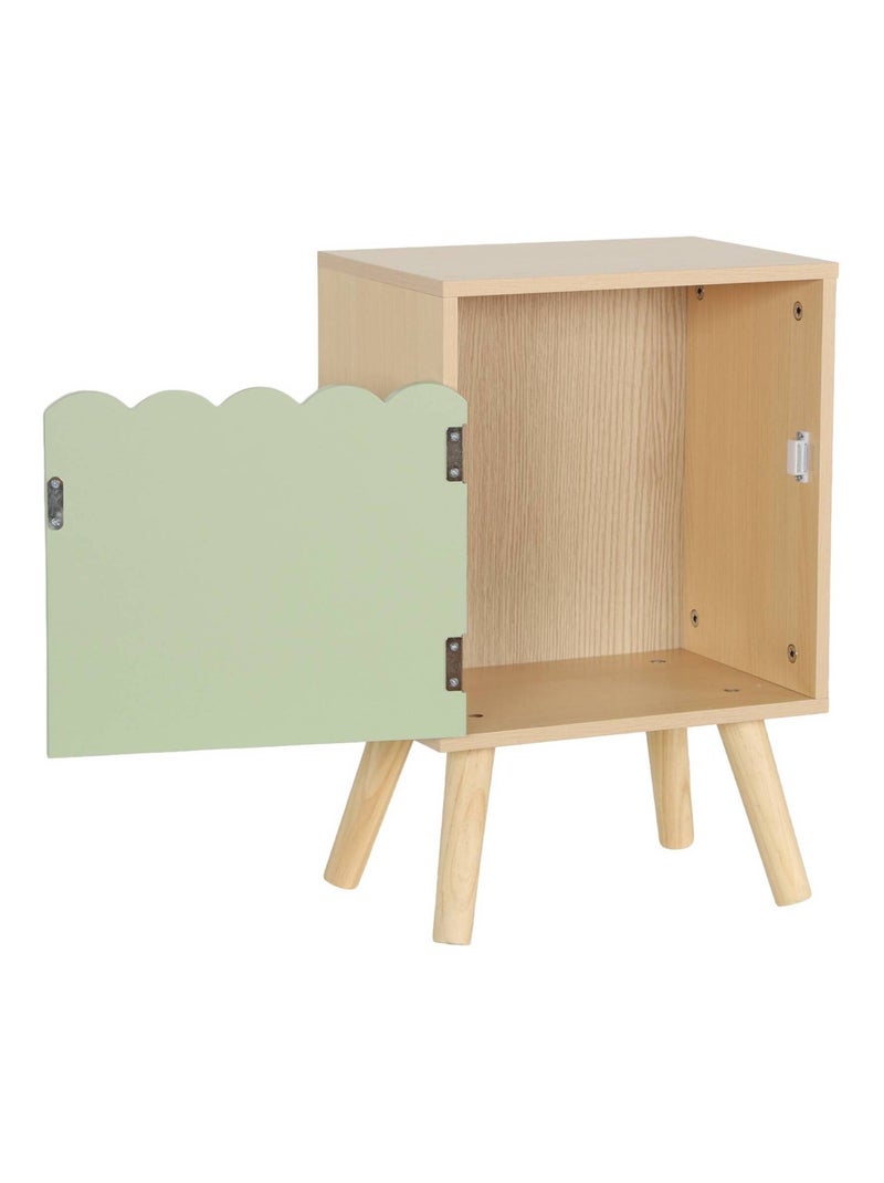 Table de chevet enfant décor bois 1 porte Azur Vert - Kiabi