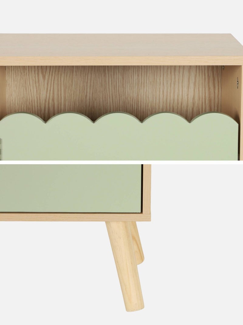 Table de chevet enfant décor bois 1 porte Azur Vert - Kiabi