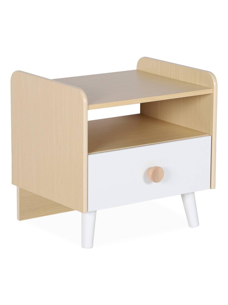 Table de chevet enfant effet bois, blanc  Edgar Blanc - Kiabi