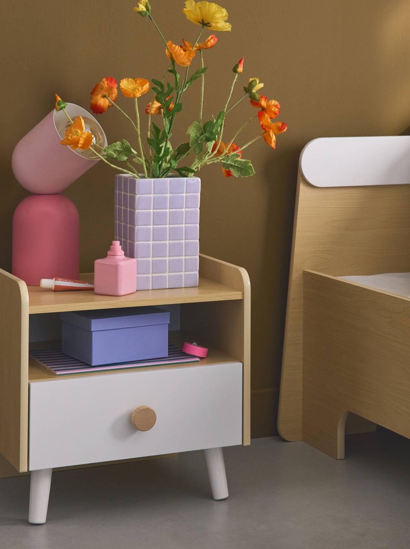 Table de chevet enfant effet bois Edgar Blanc - Kiabi