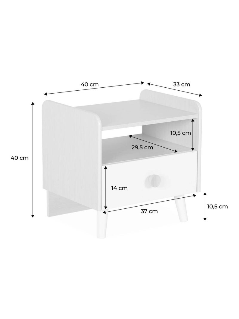 Table de chevet enfant effet bois Edgar Blanc - Kiabi