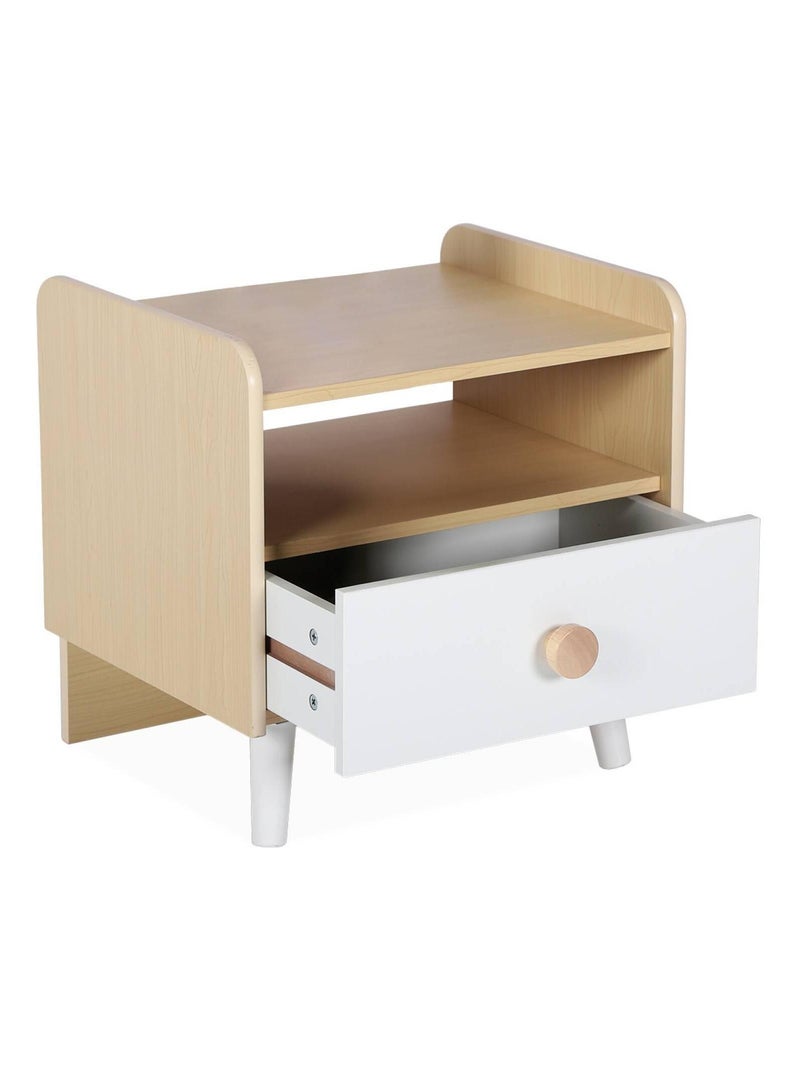 Table de chevet enfant effet bois Edgar Blanc - Kiabi