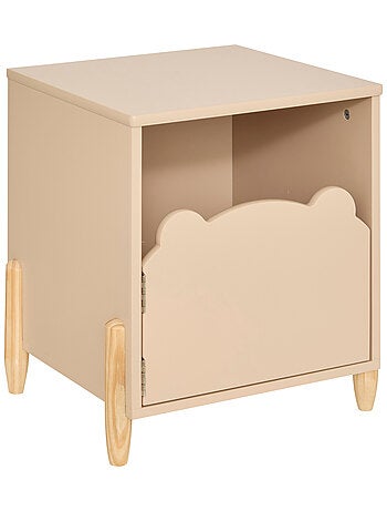 Table de chevet enfant forme ourson avec porte de rangement