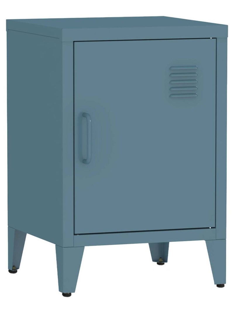 Table de chevet industrielle 1 porte Soho Bleu foncé - Kiabi
