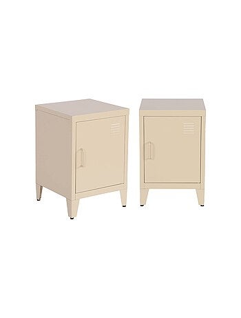 Table de chevet industrielle métal 1 porte (lot de 2) Soho