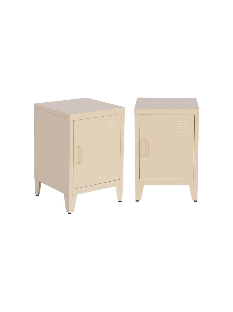 Table de chevet industrielle métal 1 porte (lot de 2) soho Beige - Kiabi
