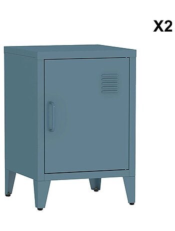 Table de chevet industrielle métal 1 porte (lot de 2) Soho