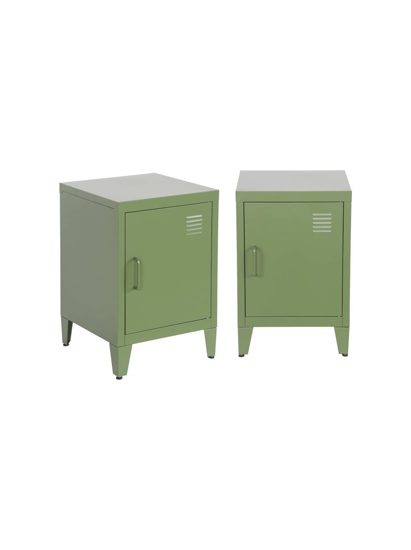 Table de chevet industrielle métal 1 porte (lot de 2) Soho Kaki - Kiabi