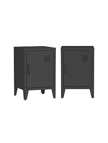 Table de chevet industrielle métal 1 porte (lot de 2) Soho
