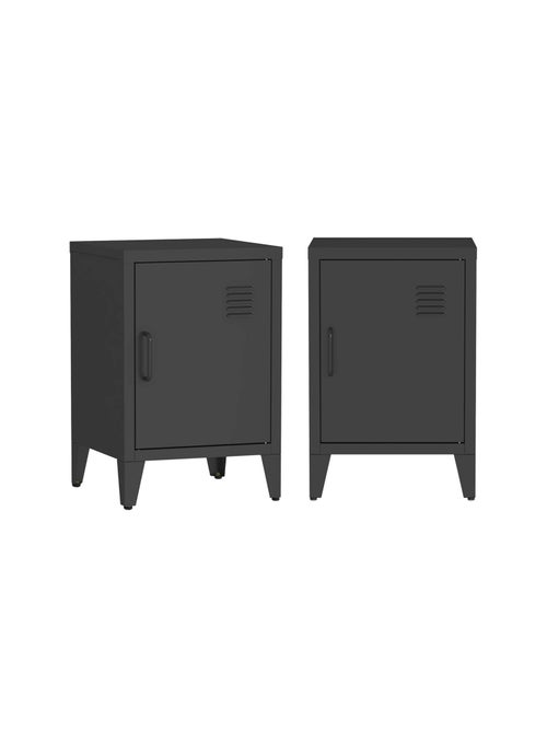 Table de chevet industrielle métal 1 porte (lot de 2) Soho - Kiabi