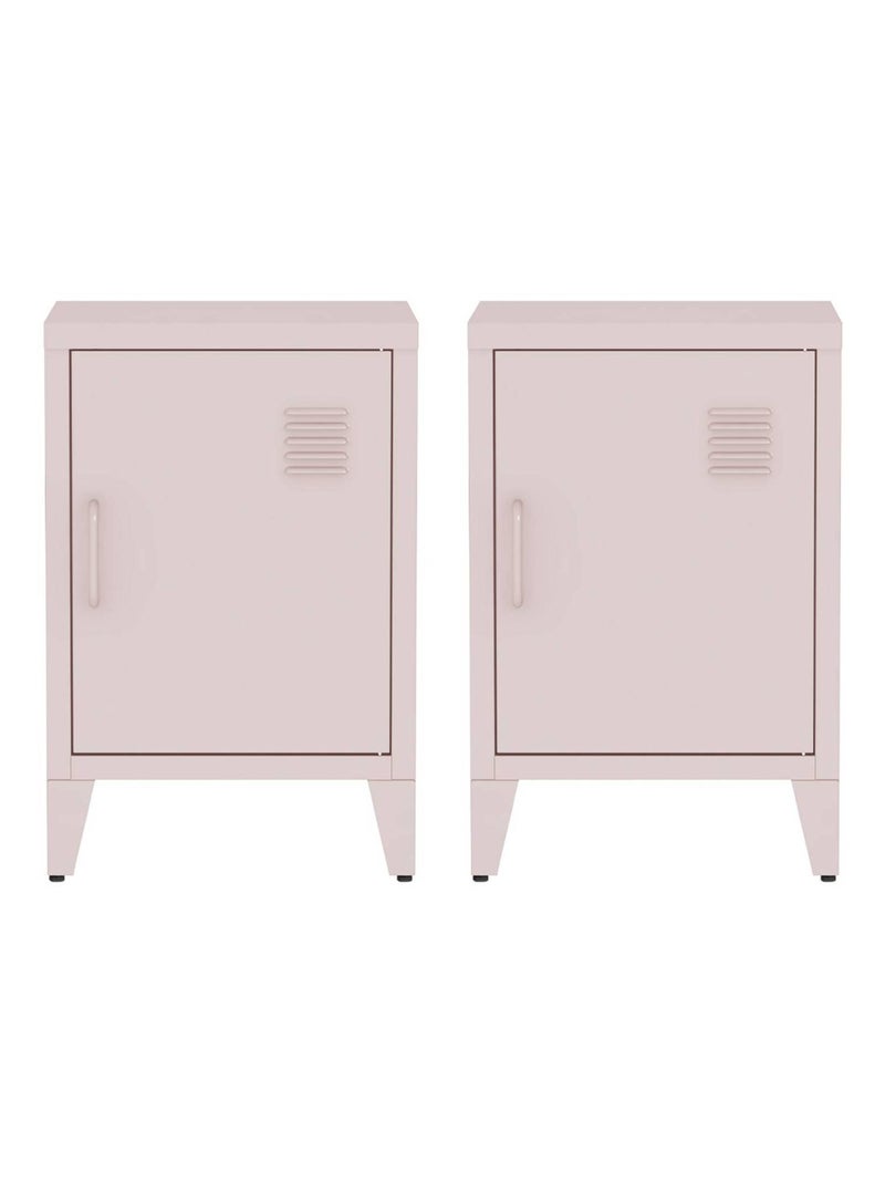 Table de chevet industrielle métal 1 porte (lot de 2) Soho Rose - Kiabi