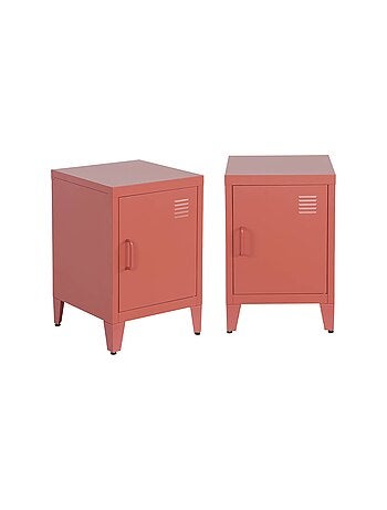 Table de chevet industrielle métal 1 porte (lot de 2) Soho