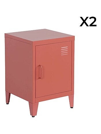 Table de chevet industrielle métal 1 porte (lot de 2) Soho