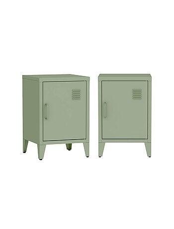 Table de chevet industrielle métal 1 porte (lot de 2) Soho