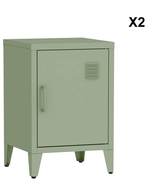 Table de chevet industrielle métal 1 porte (lot de 2) Soho - Kiabi