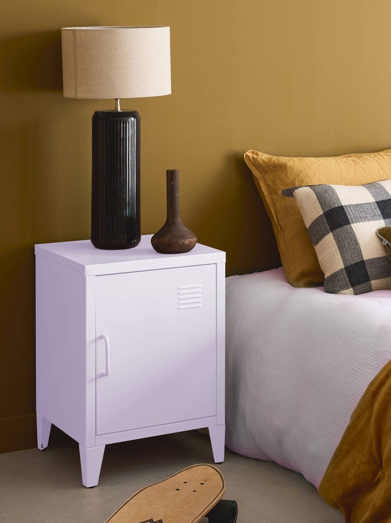 Table de chevet industrielle métal 1 porte Soho Mauve lilas - Kiabi