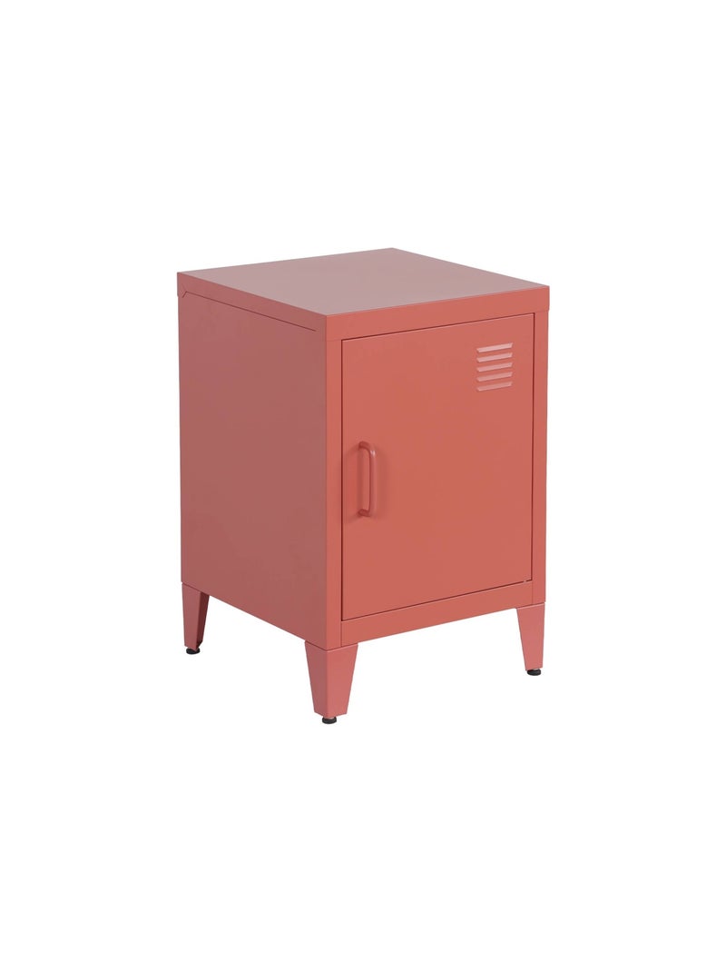 Table de chevet industrielle métal 1 porte Soho Rouge brique - Kiabi