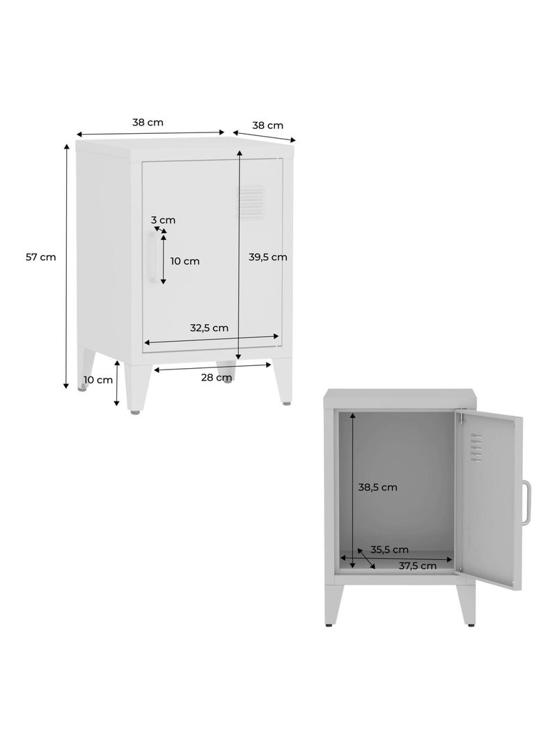 Table de chevet industrielle métal 1 porte Soho Rouge brique - Kiabi