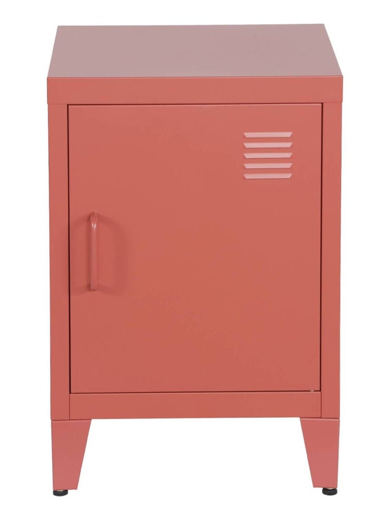 Table de chevet industrielle métal 1 porte Soho Rouge brique - Kiabi