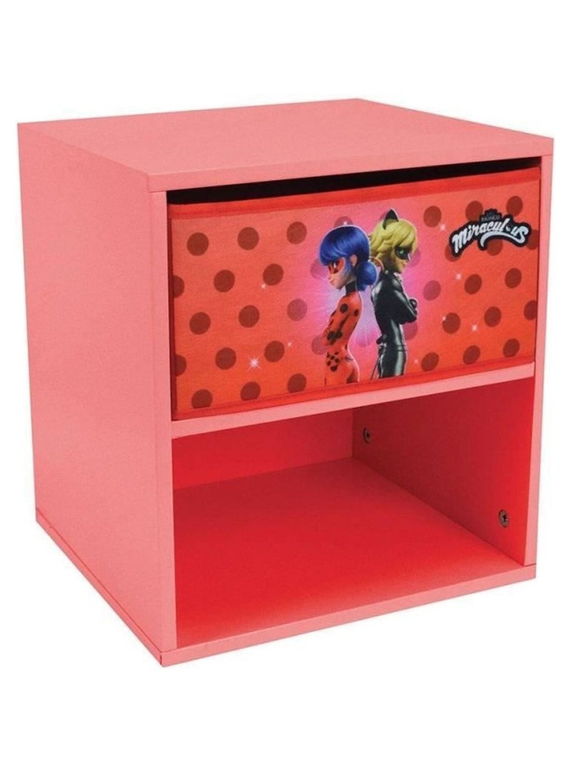 Table de chevet miraculous pour enfant avec tiroir H.36 X L.33 X P.30 cm Rouge - Kiabi