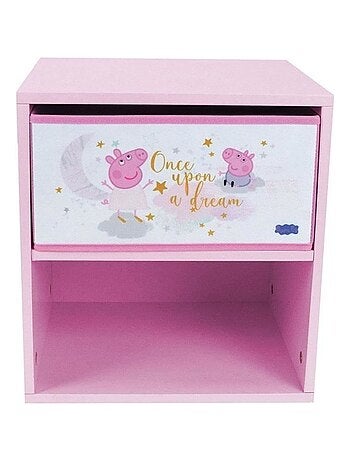 Table de chevet Peppa pig once upon a dream rose pour enfant avec tiroir H.36 X L.33 X P.30 cm