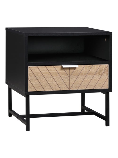 Table de chevet style industriel tiroir niche aspect bois - Kiabi