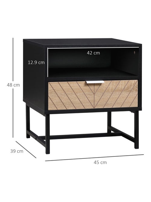 Table de chevet style industriel tiroir niche aspect bois - Kiabi