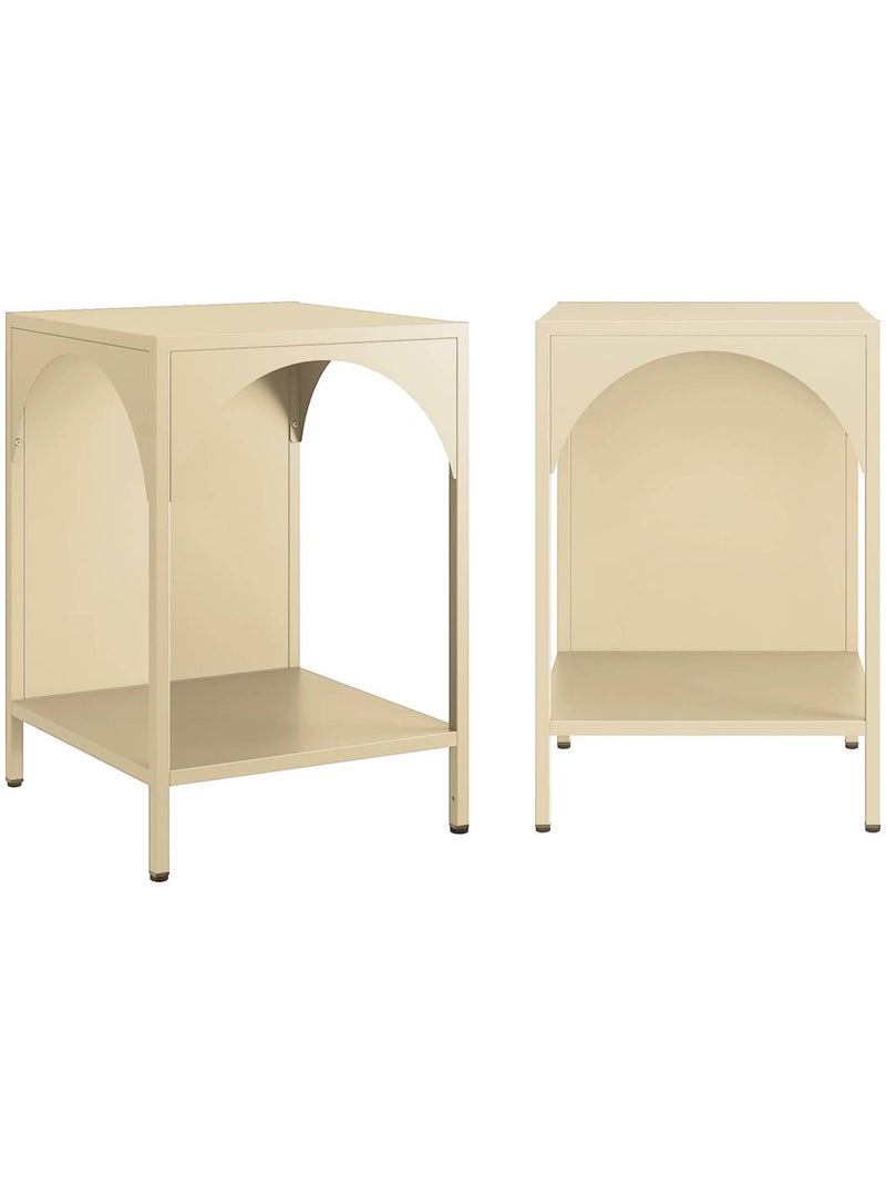 Table de chevet, table d'appoint industrielle métal (lot de 2) Soho Beige - Kiabi