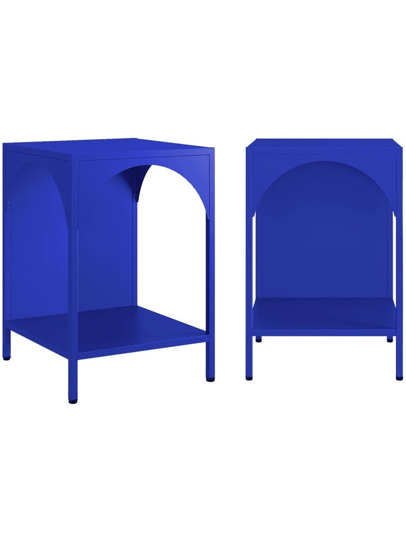 Table de chevet, table d'appoint industrielle métal (lot de 2) soho Bleu - Kiabi