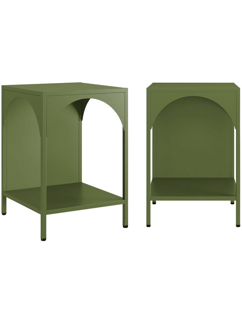 Table de chevet, table d'appoint industrielle métal (lot de 2) Soho Kaki - Kiabi