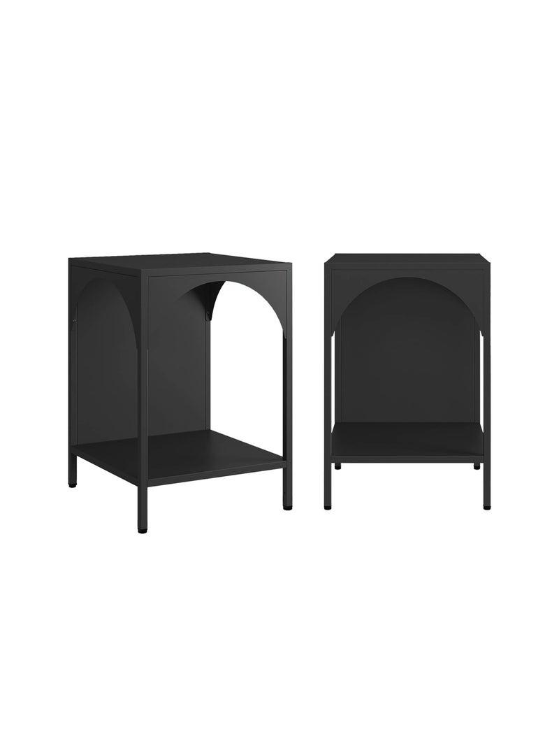 Table de chevet, table d'appoint industrielle métal (lot de 2) Soho Noir - Kiabi