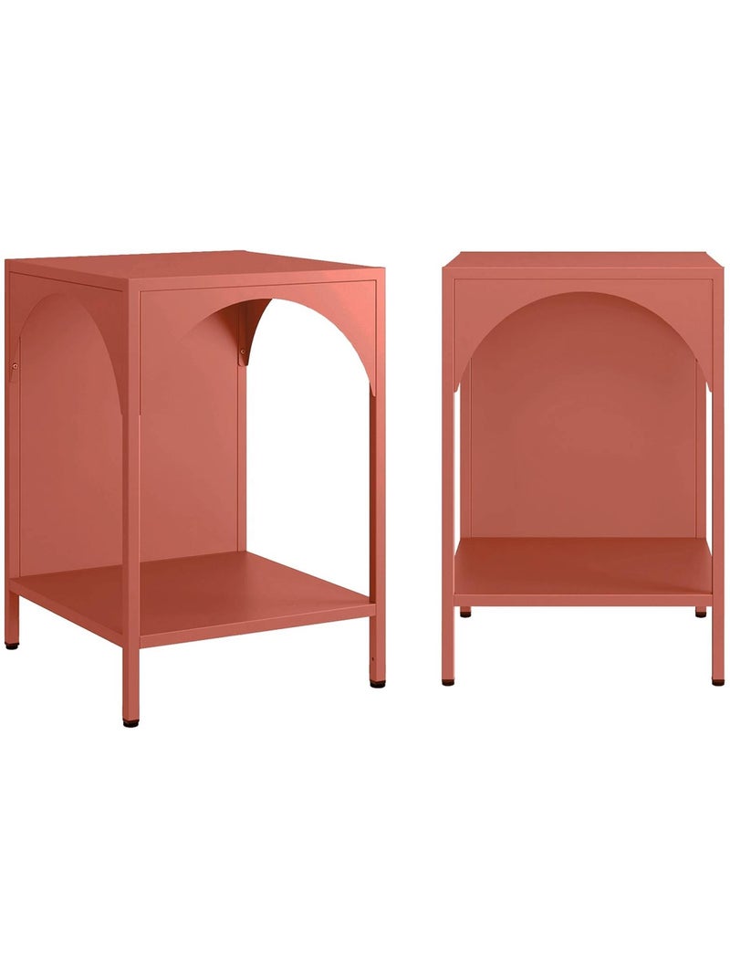 Table de chevet, table d'appoint industrielle métal (lot de 2) Soho Rouge brique - Kiabi