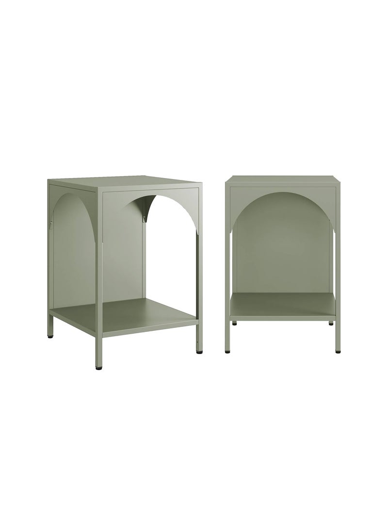 Table de chevet, table d'appoint industrielle métal (lot de 2) Soho Vert clair - Kiabi