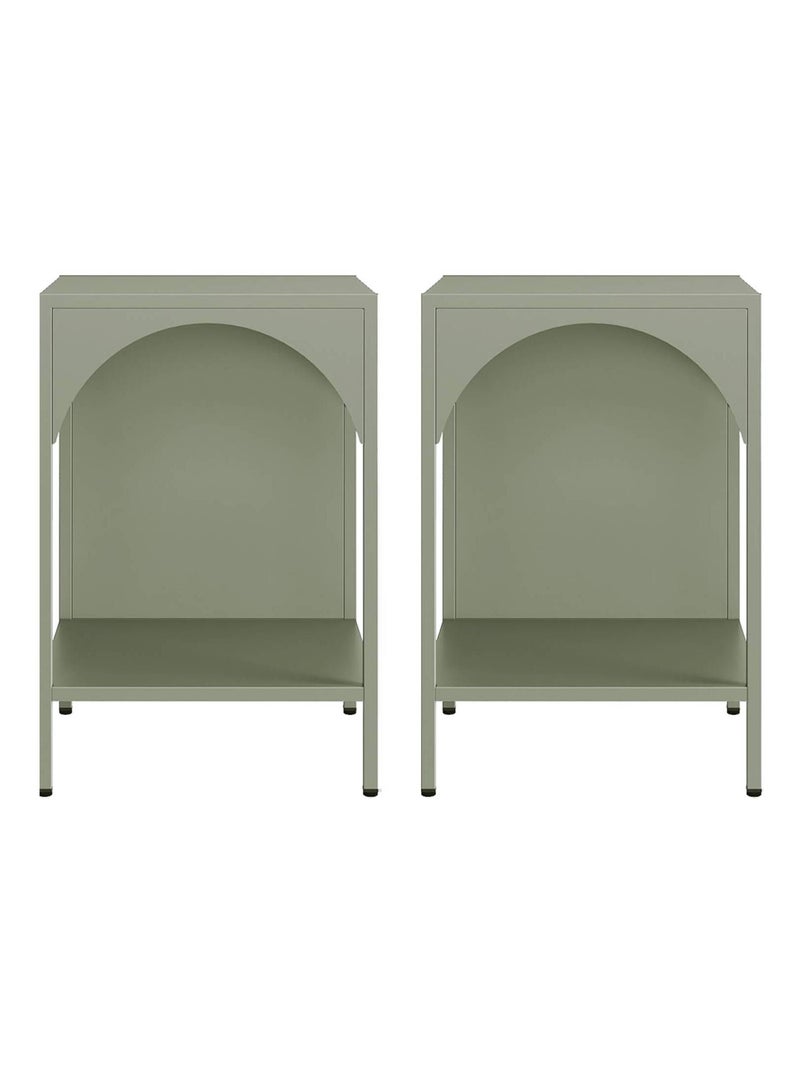 Table de chevet, table d'appoint industrielle métal (lot de 2) Soho Vert clair - Kiabi