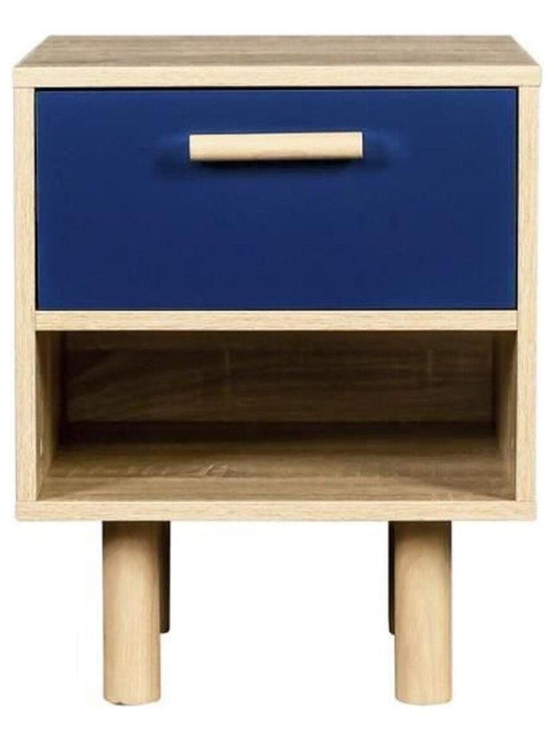 Table de chevets avec poignées - Pieds bois de pin - AUCUNE Bleu - Kiabi