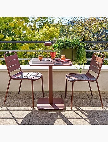 Table de jardin 2 places en acier plateau à lattes ALEGORIA