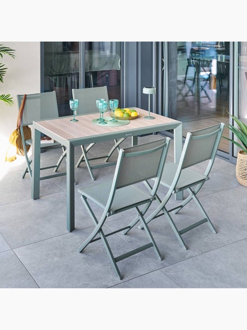 Table de jardin 4 places en aluminium effet bois ÉVASION - Kiabi Table de jardin 4 places en aluminium effet bois ÉVASION - Kiabi