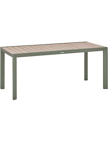 Table de jardin 6 places en aluminium effet bois ÉVASION