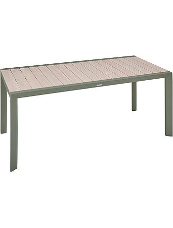 Table de jardin 6 places en aluminium effet bois ÉVASION