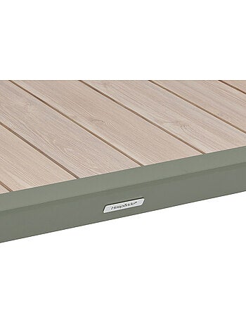 Table de jardin 6 places en aluminium effet bois ÉVASION