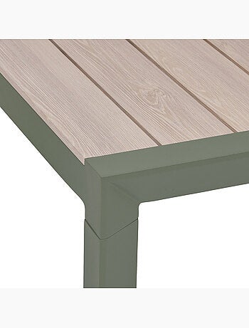 Table de jardin 6 places en aluminium effet bois ÉVASION
