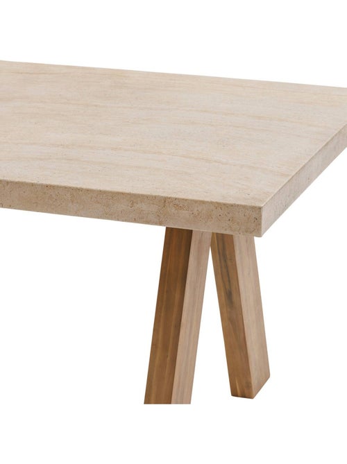 Table de jardin 8 places en acacia plateau effet travertin VENIZIA - Kiabi