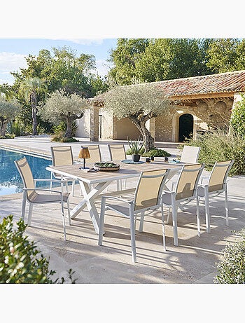 Table de jardin 8 places en aluminium et eucalyptus AXIOME