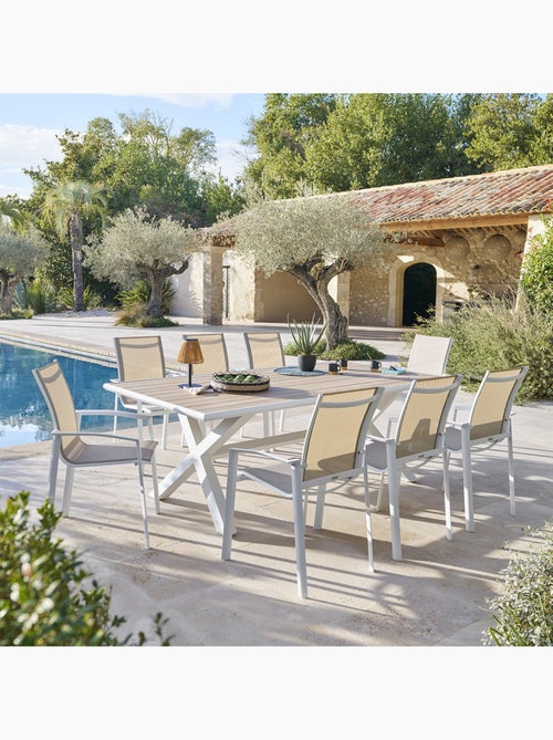Table de jardin 8 places en aluminium et eucalyptus AXIOME - Kiabi Table de jardin 8 places en aluminium et eucalyptus AXIOME - Kiabi
