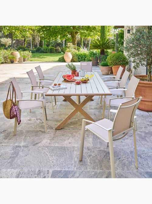 Table de jardin 8 places en aluminium piètement croisé AXIOME - Kiabi Table de jardin 8 places en aluminium piètement croisé AXIOME - Kiabi