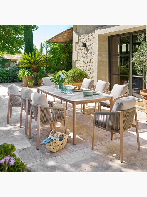 Table de jardin 8 places en pierre sintérisée NELORA - Kiabi Table de jardin 8 places en pierre sintérisée NELORA - Kiabi